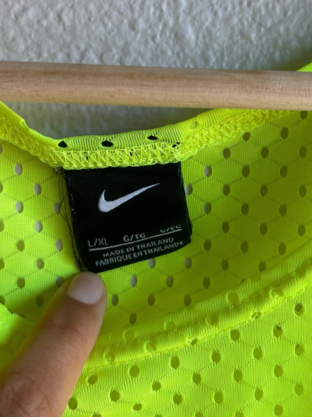 Nike Bright Neon Yellow Mesh Tank with Black Swoosh - Picture 2 of 5